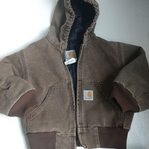 Carhartt 3t brown duck hooded coat